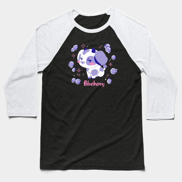 Blueberry Cow Baseball T-Shirt by The Moonborn